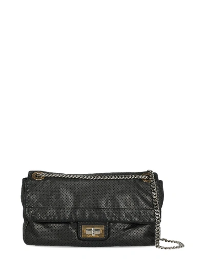 Pre-owned Chanel Perforated Leather Shoulder Bag In Black