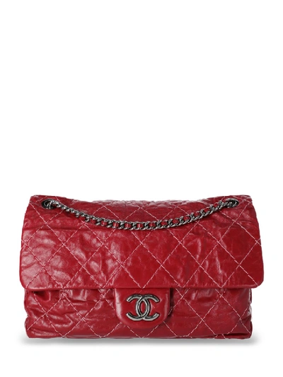 Pre-owned Chanel Distressed Quilted Leather Shoulder Bag In Red