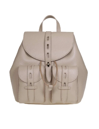 Furla Beige Leather Backpack In Grey