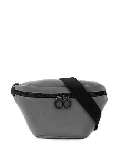 Dolce & Gabbana Silver Nylon Pouch In Grey