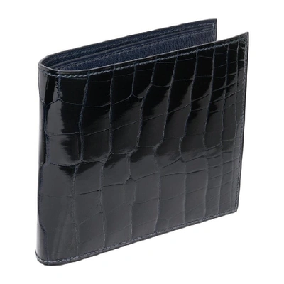 Pre-owned Hermes Wallet Portefeuille Mc2 Copernic Blue Indigo Alligator New W/ Box In Black