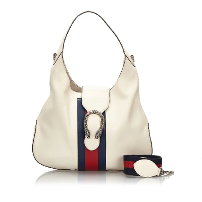 Gucci Dionysus Web Leather Hobo In Neutrals