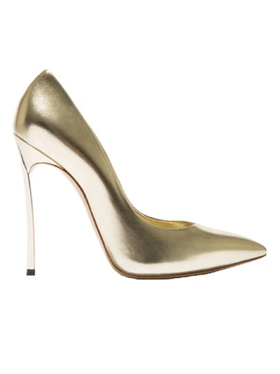 Casadei Gold Leather Blade Pumps