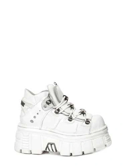 New Rock Platform Sneakers In White Leather