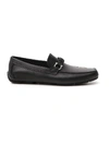 Ferragamo Black Leather Driver Gancini Loafers In Black