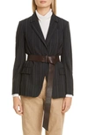 BRUNELLO CUCINELLI BEADED PINSTRIPE WOOL BLEND BLAZER,M0W078237-202