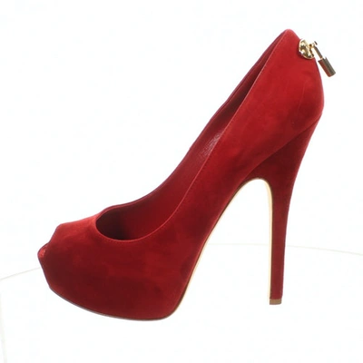 Pre-owned Louis Vuitton Red Suede Heels