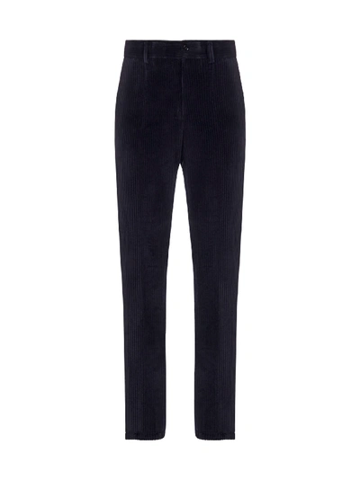 Dolce & Gabbana Corduroy Classic Trousers In Blu Scurissimo 1