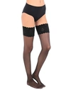 WOLFORD WOLFORD SATIN TOUCH 20 STAY UP WOMAN SOCKS & HOSIERY BLACK SIZE L POLYAMIDE, ELASTANE