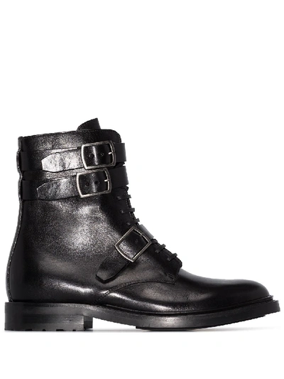Saint Laurent Buckle-detail 30mm Ceril Ankle Boots In Black