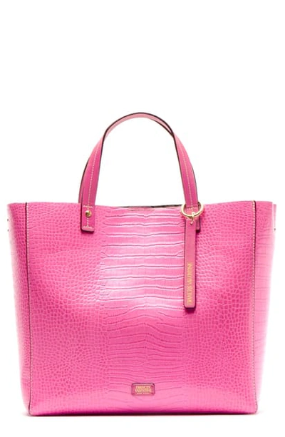 Frances Valentine Margaret Embossed Leather Tote In Pink