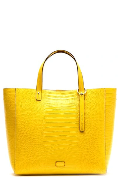 Frances Valentine Margaret Embossed Leather Tote In Yellow