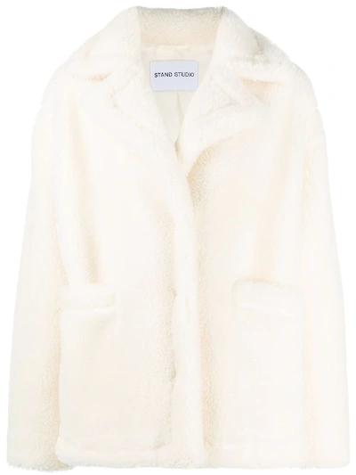Stand Studio Oversized Shearling Jacket In White
