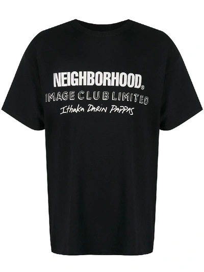 Neighborhood Logo Print T-shirt In Black