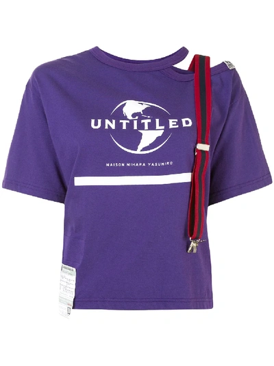 Miharayasuhiro Cut-out Suspender T-shirt In Purple