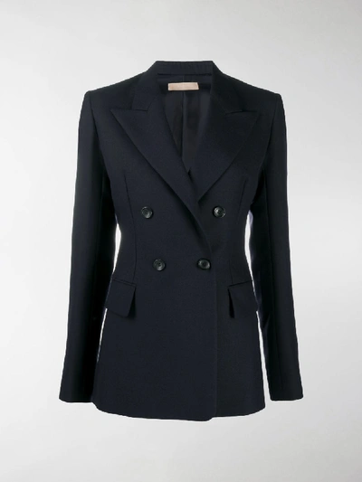 Alaïa Long-sleeved Double Breasted Blazer In Blue