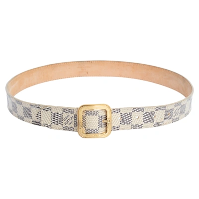 Pre-owned Louis Vuitton Damier Azur Canvas Tresor Belt Size 80cm