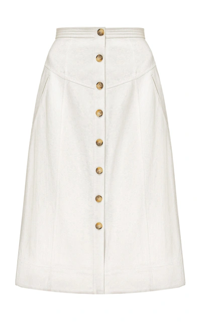 Anna October Nadenka High-rise Cotton Skirt In White