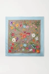 Gucci + Net Sustain Printed Organic Silk-twill Scarf In Light Blue