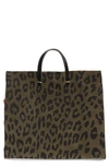 CLARE V SIMPLE ANIMAL PRINT SUEDE TOTE,HB-TT-ST-100082-ARMY