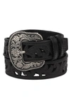 FRYE LASER CUT WESTERN LEATHER BELT,FCB1080