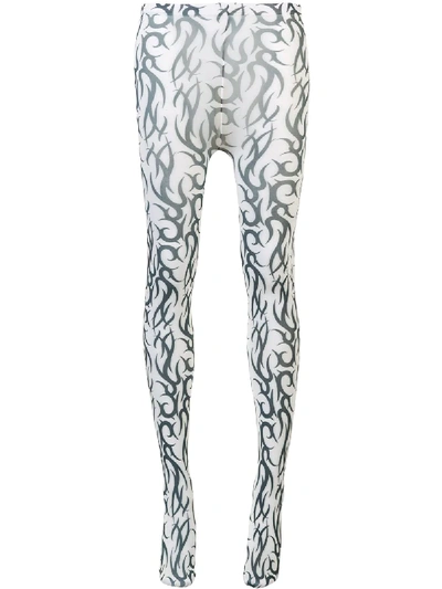 Ashley Williams Abstract-print Tights In White