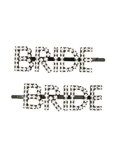 Ashley Williams Silver Tone Bride Crystal Hair Clip Set In White