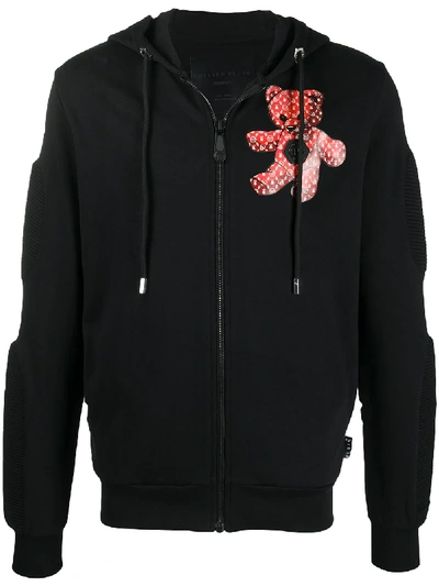 Philipp Plein Logo-print Zipped Hoodie In Black