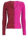 Staud Shoko Cargo Colorblock Cardigan In Red/pink