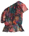 Dundas One-shoulder Ruffled Metallic Fil Coupé Silk-blend Georgette Blouse In Multi