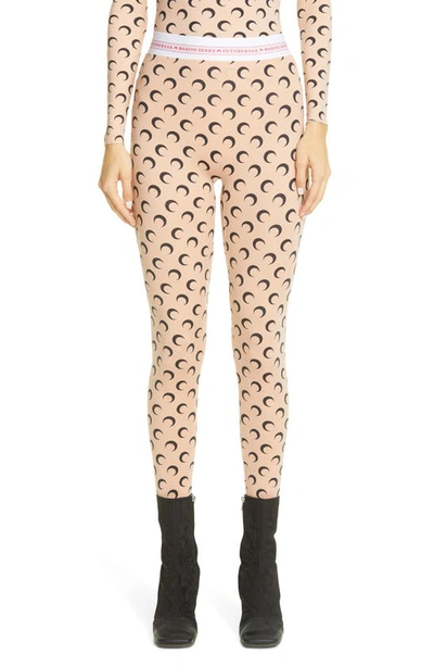 Marine Serre Crescent Moon Print Leggings In Pink,black