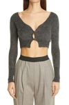 Jacquemus Alzou Cropped Mohair-blend Cardigan In Dark Grey