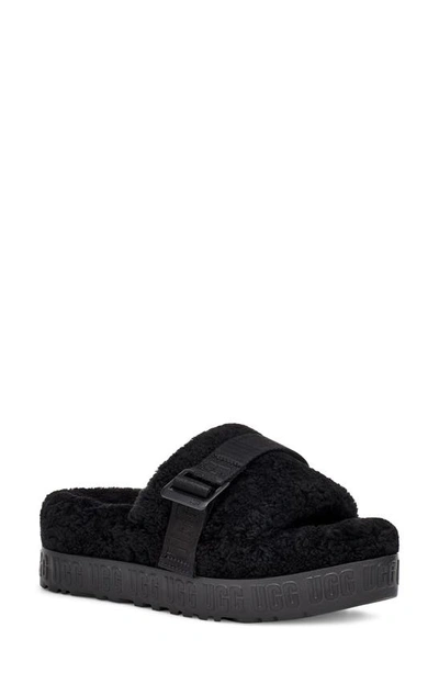 Ugg Fluffita Sheepskin Platform Sandals In Black