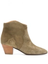 Isabel Marant Dicker 65 Olive Suede Ankle Boots In Grey
