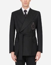 DOLCE & GABBANA PINSTRIPE WOOL MARTINI-FIT JACKET