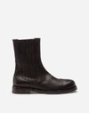Dolce & Gabbana Black Horse Leather Mid Calf Boots Men Shoes In Black
