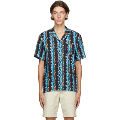 Bather Blue Bizzaro Stripe Camp Shirt In Bizstripe