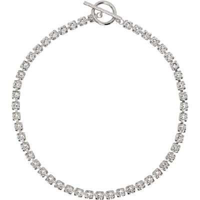 Isabel Marant Crystal Strand Toggle Necklace In Silver