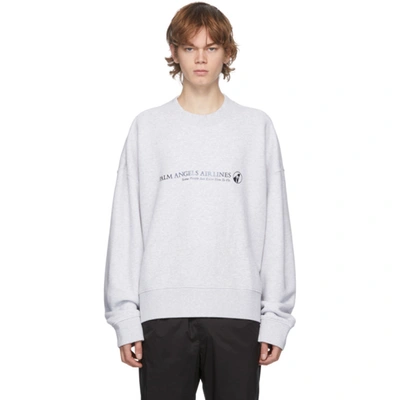 Palm Angels Grey 'palm Airlines' Sweatshirt In Grey/black