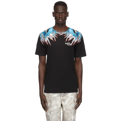 Marcelo Burlon County Of Milan Sea Snail Wings Print T-shirt In Black/ltblu