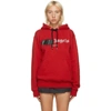 PALM ANGELS PALM ANGELS RED AND BLACK PARIS LOGO SPRAYED HOODIE