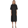 GANNI GANNI BLACK LIGHT LINEN SHIRT MID-LENGTH DRESS