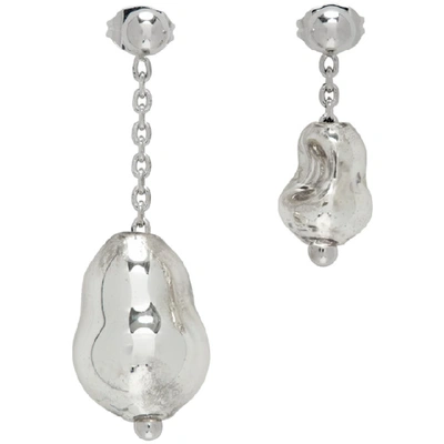 Lemaire Silver Pearl Asymmetrical Earrings In 927 Silver