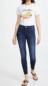 Mother High Waisted Looker Ankle Fray Jeans In Blue