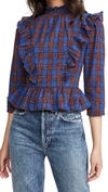 ENGLISH FACTORY PLAID TOP,EFACT30488