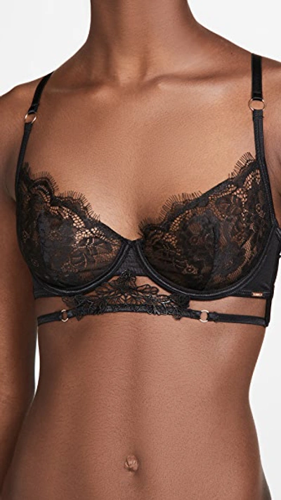 Bluebella Exclusive Mia semi open cup sheer mesh bra with crochet trim in  black - ShopStyle