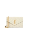 SAINT LAURENT ENVELOPE OFF-WHITE LEATHER WALLET-ON-CHAIN,3396941