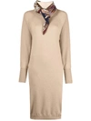 FERRAGAMO PANELLED CASHMERE MIDI DRESS