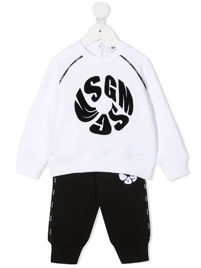 Msgm Babies' Logo-print Jersey Tracksuit Set In White