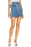 Redemption Drape And Bow Mini Skirt In Shaded Blue